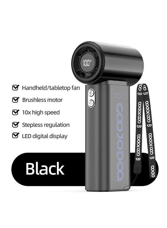 GOOJODOQ Mini Handheld Fan, High Speed, with Long-Lasting 4000mAh Turbo Battery ( Black ) - Image 1